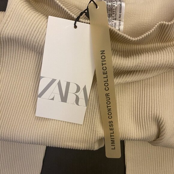 Zara Women's Ribbed Leggings Ankle Length Pull On Stretch Ivory Size XS / S NWT - Picture 12 of 13